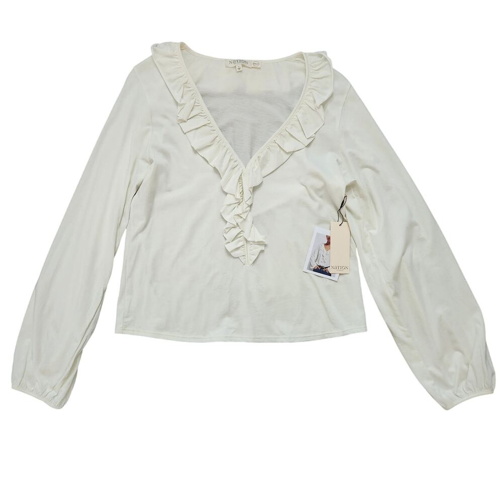 NWT Nation Ltd Giorgio Flounce Top Porcelain Size Large